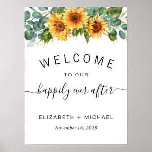 Sunflower Eucalyptus Wedding Welcome Poster