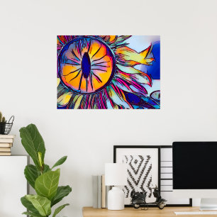 SUNFLOWER EYE ABSTRACT WALL ART  VIBRANT&COLORFUL 