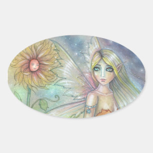 Sunflower Fairy Fantsy Art Stickers