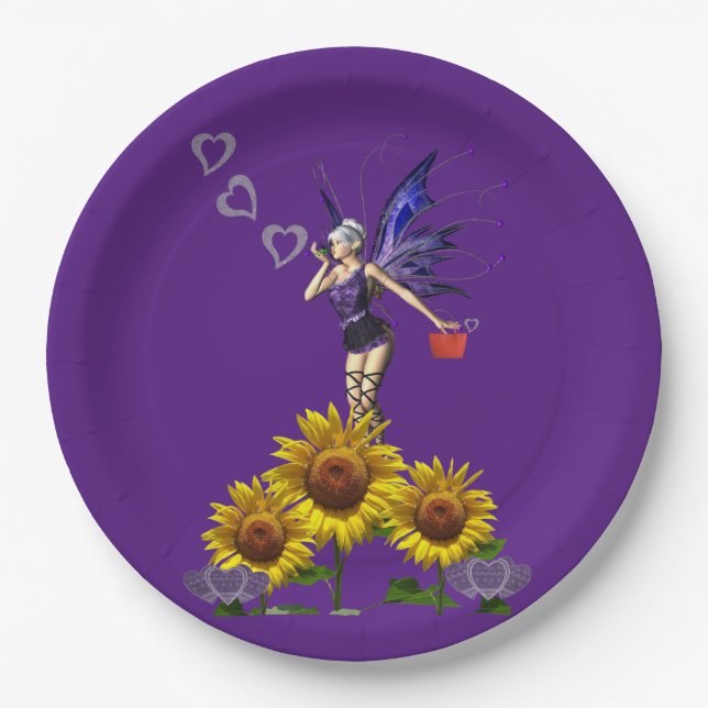 Sunflower Fairy Paper Plates (Front)
