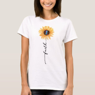 Sunflower Faith Blue Purple Suicide Prevention Awa T-Shirt