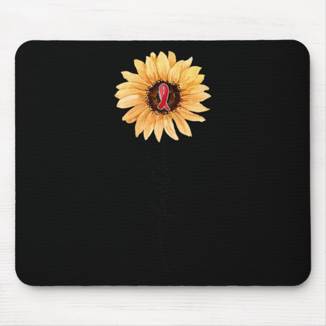 Sunflower FAITH Burgundy Ribbon Brain Aneurysm Awa Mouse Pad (Front)