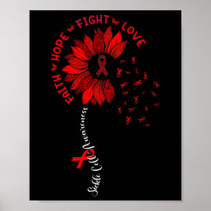 Sunflower Faith Hope Love Ribbon Sickle Cell Aware Poster