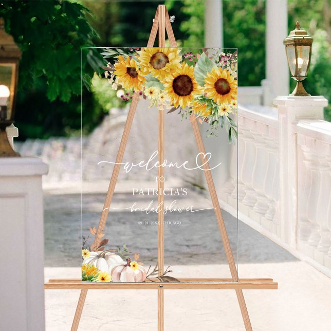 Sunflower Fall Bridal Shower Welcome  Acrylic Sign (Creator Uploaded)