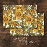 Sunflower Fall Floral Butterfly Ephemera Decoupage Tissue Paper<br><div class="desc">Ephemera overlay version | Warm Off-White Background | Fall Flower field of Sunflowers with Orange and black butterflies over an ivory background Vintage ephemera Decoupage Tissue Paper in heavy weight excellent for painted furniture decoration, crafting or gift wrapping use. Graphically designed by Audrey Jeanne Roberts, an internationally licensed artist and...</div>