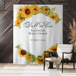 Sunflower Fall In Love Bridal Shower Backdrop Tapestry