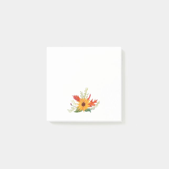 Sunflower, Fall Leaves ,Autumn  Art Post-it Notes (Front)