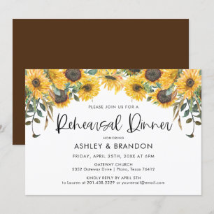 Sunflower Fall Rehearsal Dinner Invitation