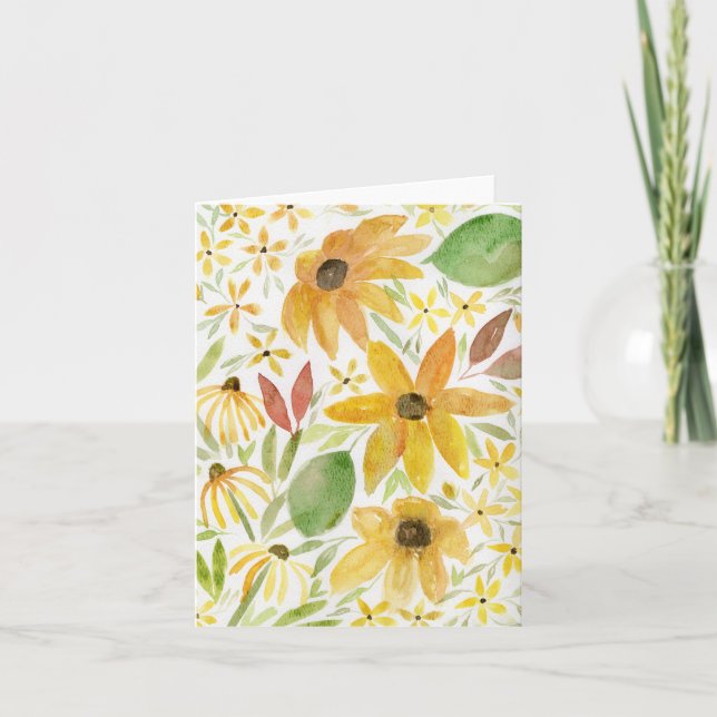 Sunflower Fall Watercolor Card (Front)