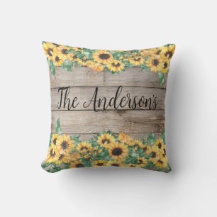 Sunflower Family Name   Throw Pillow