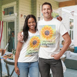 Sunflower Family Reunion T-Shirt<br><div class="desc">This Family Reunion T-shirt is decorated with a yellow sunflower on a colorful watercolor background.
Easily customizable. 
Original Watercolor © Michele Davies.</div>