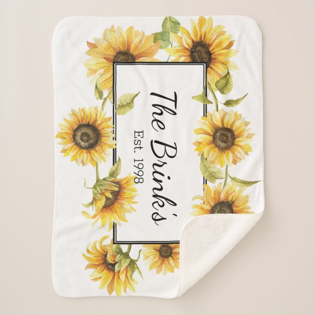 Sunflower Family Sherpa Blanket Customizable (Front)
