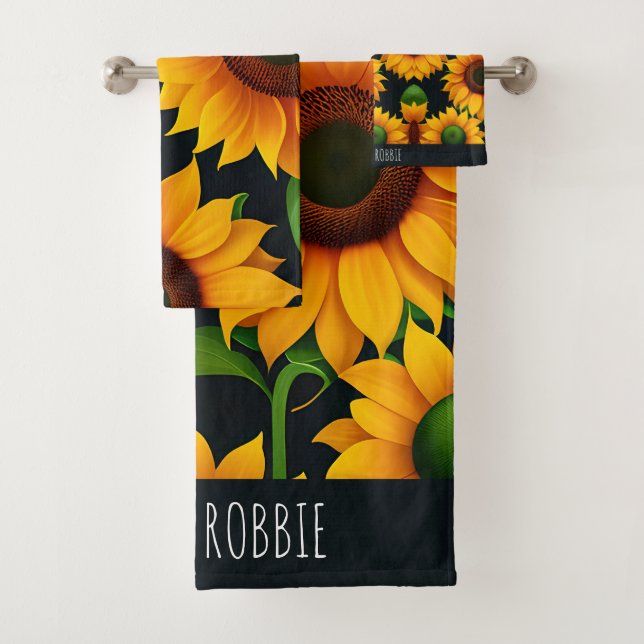 Sunflower Farm 3D Colourful Pattern Bath Towel Set (Insitu)