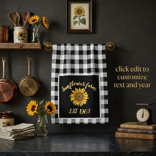 Sunflower farm custom kitchen towel