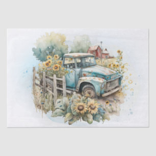 Sunflower Farm Pickup Truck Tissue Paper