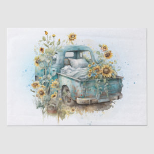 Sunflower Farm Pickup Truck Tissue Paper