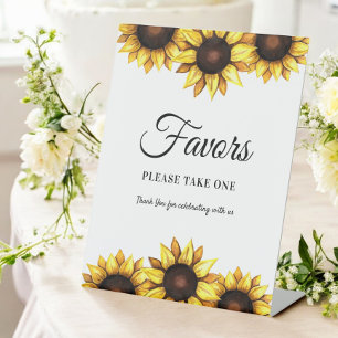 Sunflower Favours Wedding Yellow White Pedestal Sign
