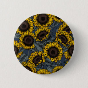 Sunflower field 2 inch round button