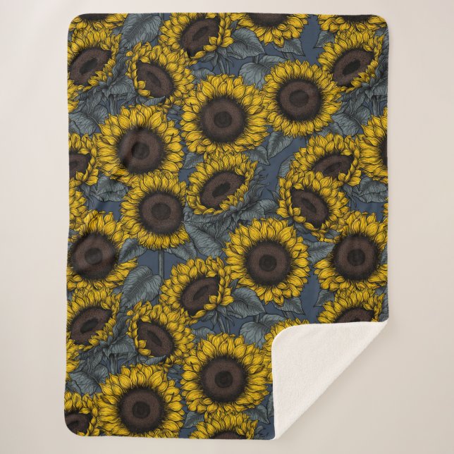 Sunflower field 2 sherpa blanket (Front)