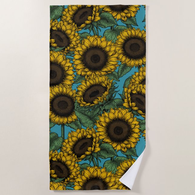 Sunflower field beach towel (Front)