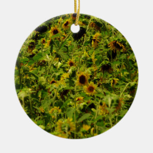 Sunflower field ceramic ornament