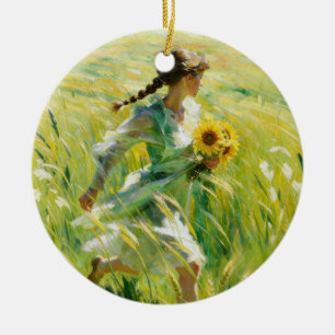 Sunflower Field Girl Ornament