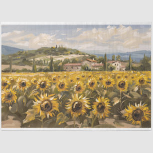 Sunflower Field Impressionist Painting Decoupage Tissue Paper
