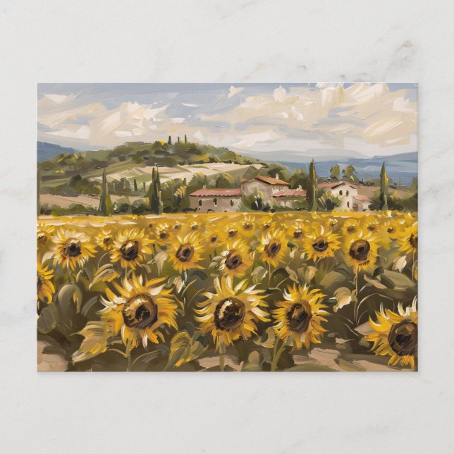 Sunflower Field Impressionist Painting Postcard (Front)