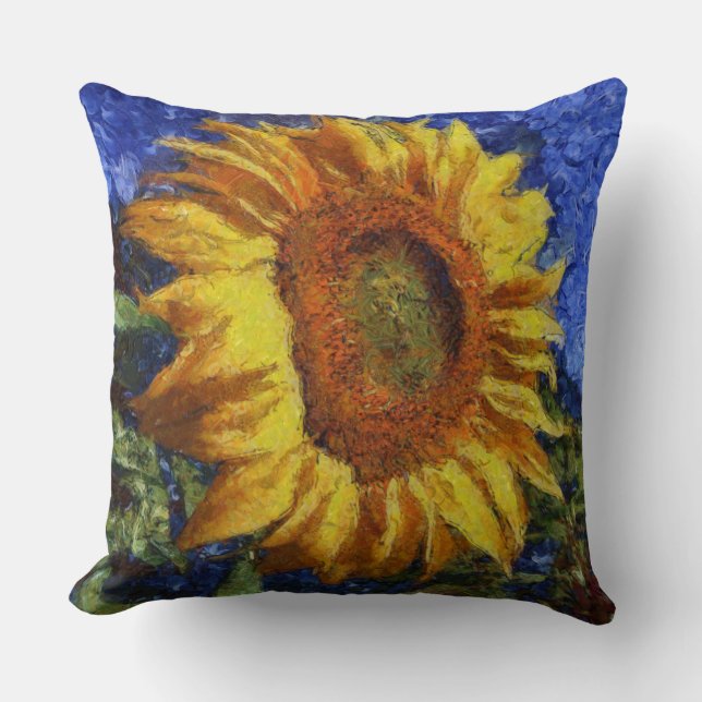 Sunflower Field In Colourful Artistic Style Throw Pillow (Front)