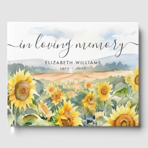 Sunflower Field In Loving Memory Funeral Guest Book