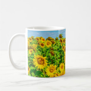 Sunflower field in summer sunny day. Picturesque l Coffee Mug