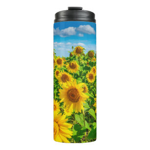 Sunflower field in summer sunny day. Picturesque l Thermal Tumbler