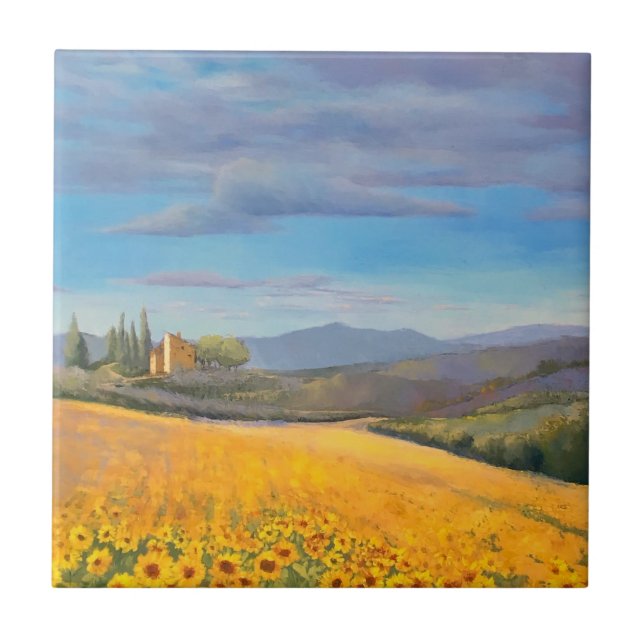 Sunflower Field in Tuscany Tile (Front)