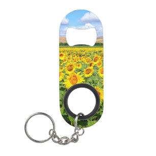 Sunflower field keychain bottle opener