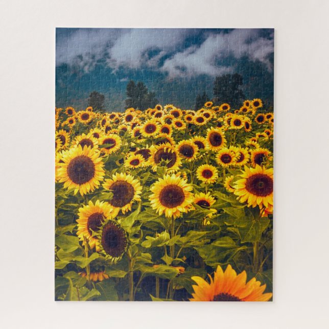 Sunflower Field Landscape Flowers Yellow Jigsaw Puzzle (Vertical)