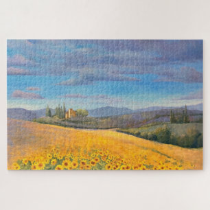 Sunflower Field Oil Painting Challenging Jigsaw Puzzle