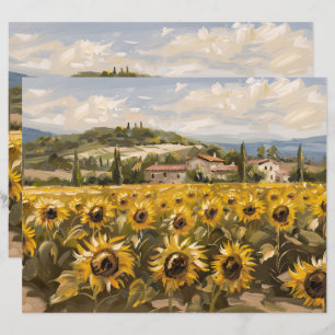 Sunflower Field Painting Scrapbook Paper