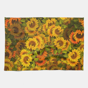 Sunflower Field Pattern Kitchen Towel