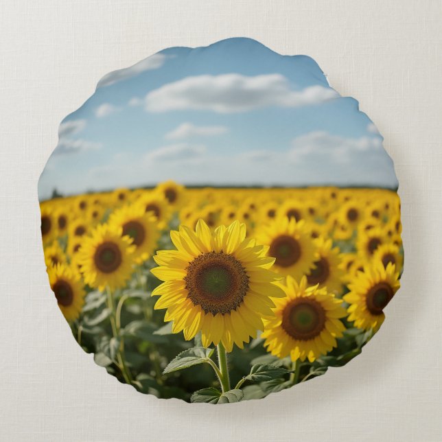 Sunflower field round pillow (Back)