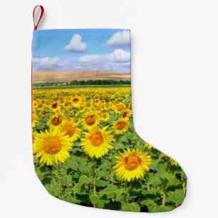Sunflower field small christmas stocking