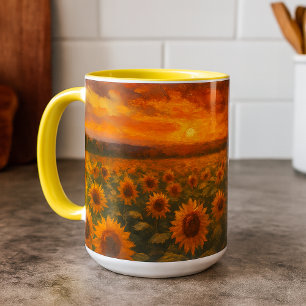 Sunflower Field Sunset Mug