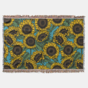 Sunflower field throw blanket
