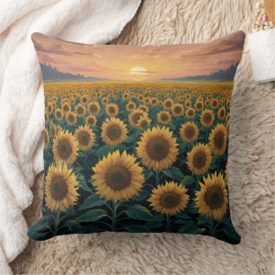 Sunflower Field Throw Pillow
