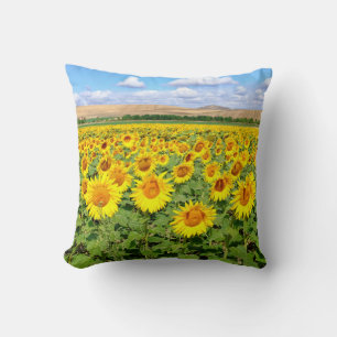 Sunflower field throw pillow