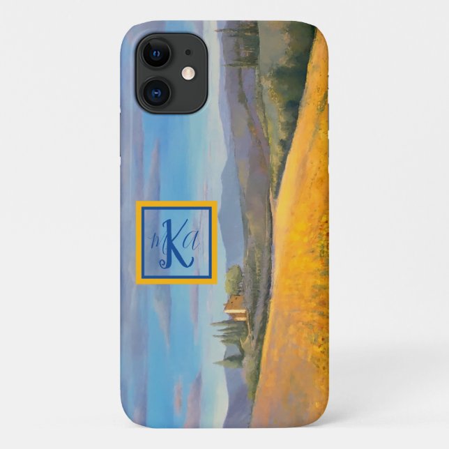 Sunflower Field Tuscany Painting to Personalize Case-Mate iPhone Case (Back)