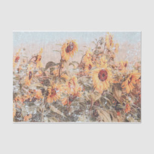 Sunflower Field Vintage Antique Autumn Texture Tissue Paper