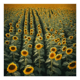 SUNFLOWER FIELD WALLART POSTER