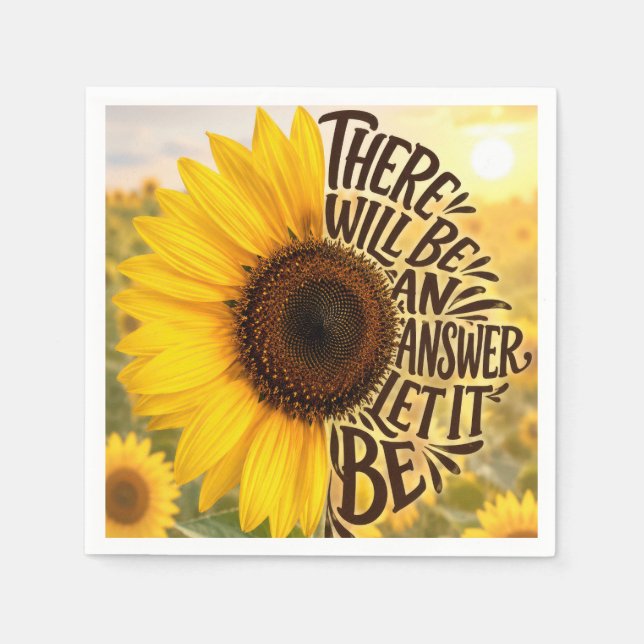 Sunflower Field with Inspiring Quote Napkin (Front)