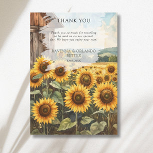 Sunflower Field Wooden House Fall Thank You Card