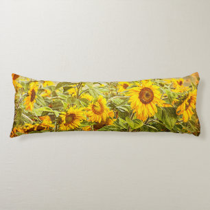 Sunflower Field Yellow Floral Vintage Antique Body Pillow